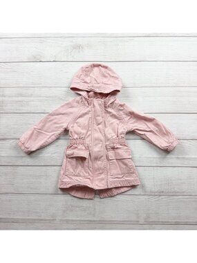 Old Navy Baby Girls Hooded Pink Lightweight Jacket Snap Front 18-24 Months